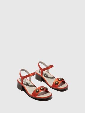 FLY LONDON- Ankle Strap Sandals Exie487 Red Size 6.5